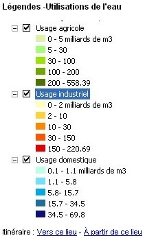 Légendes utilisations