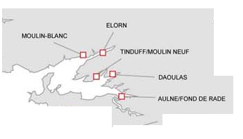 Les sites de prolifération d'algues vertes en rade de Brest